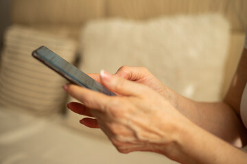 Older woman using smartphone
