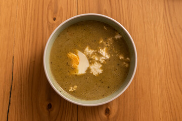 Tasty soup with eggs
