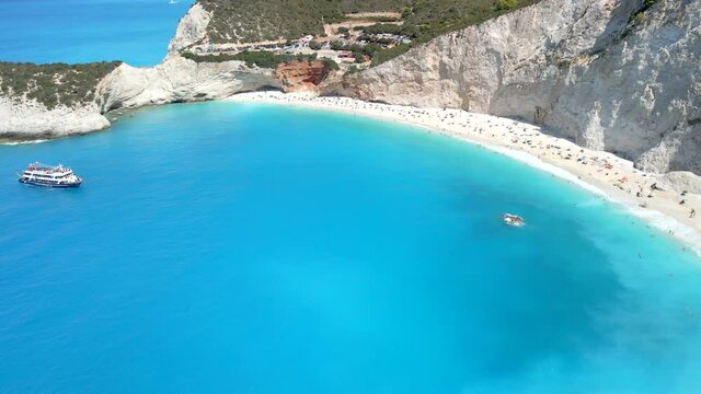 aerial view of porto katsiki beach greece vacation