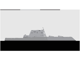 USS ZUMWALT DDG-1000. United States Navy guided missile destroyer. Vector image for illustrations and infographics.