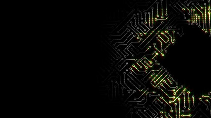 3D rendering of an electrical pulse passing through the circuits of a microcircuit