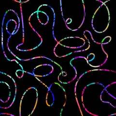 Seamless pattern. Continuous colourful line.  Continuous line background. Design for clothing, wallpaper, textiles, curtains.
