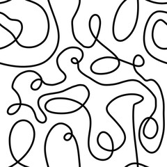 Seamless pattern. Continuous line.  Continuous line background. Design for clothing, wallpaper, textiles, curtains.