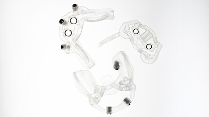 Beautiful surgical dental template for implantation, top view on white background