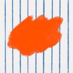 hand drawn abstract background with blue stripes and red spot 