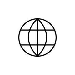 Simple world globe web page or browser template black icon. Planet Earth. Trendy flat isolated symbol, sign for: illustration, outline, logo, mobile, app, design, web, dev, ui, ux, gui. Vector EPS 10