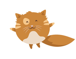 Happy round cat. Funny pet in cartoon style