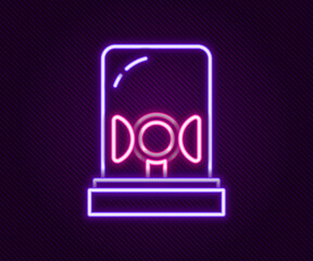 Glowing neon line Flasher siren icon isolated on black background. Emergency flashing siren. Colorful outline concept. Vector