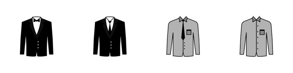 Conjunto de icono de traje formal, para hombre. Ropa de evento. Concepto de moda y elegancia. Ilustración vectorial