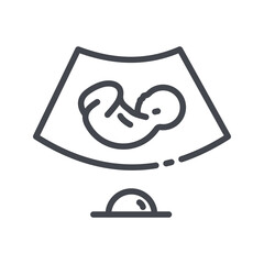 Ultrasound scan of the embryo line icon isolated on transparent background.