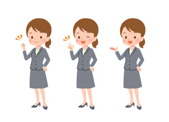 色々なポーズのビジネスウーマンのイラスト