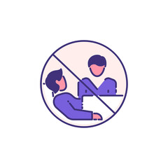 avoid contact with infected and sick people single flat line icon isolated on white. outline symbol Prevention contact infection Coronavirus Covid 19 banner. Stop virus spread flat design element
