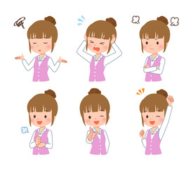 色々なポーズのビジネスウーマンのイラスト