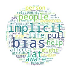 Word tag cloud on white background. Concept of bias