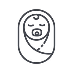 Obraz premium Swaddled baby line icon isolated on transparent background.