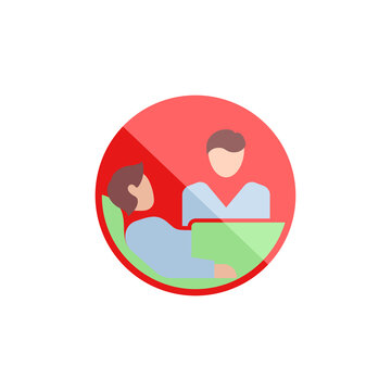 avoid contact with infected and sick people single flat icon isolated on white. outline symbol Prevention contact infection Coronavirus Covid 19 banner. Stop virus spread flat design element