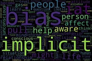 Word cloud of bias concept on black background