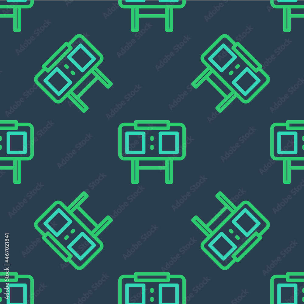 Poster line sport mechanical scoreboard and result display icon isolated seamless pattern on blue backgroun