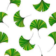 Vector Seamless background. Ginkgo Biloba