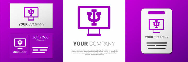 Logotype Online psychological counseling distance icon isolated on white background. Psychotherapy, psychological help, psychiatrist online consulting. Logo design template element. Vector