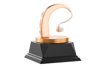 Hearing aid golden award concept. 3D rendering