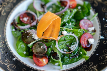 A plate of greek salad closeup