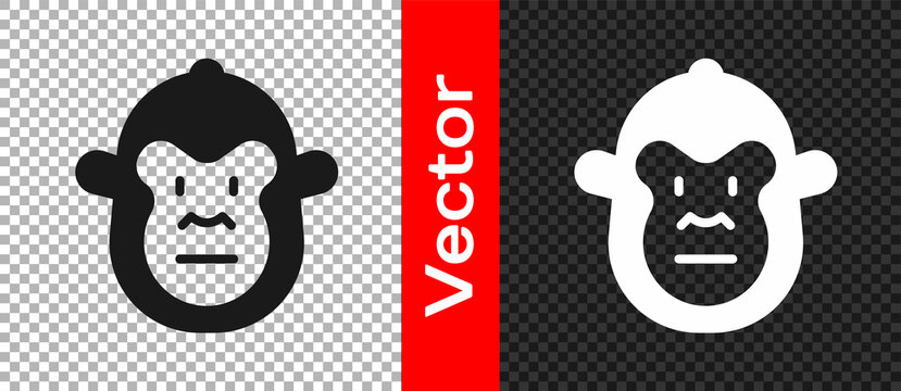 Black Monkey icon isolated on transparent background. Animal symbol. Vector