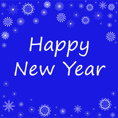 Fototapeta na wymiar Happy New Year with snowflakes on a blue background