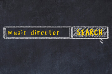 Search engine concept. Looking for music director. Simple chalk sketch and inscription