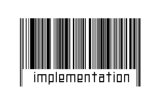 Barcode on white background with inscription implementation below