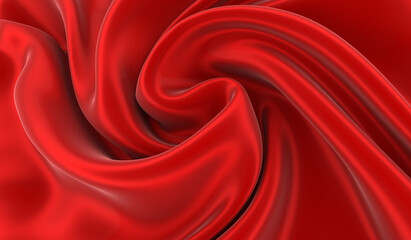 Naklejka na ściany i meble Red silk background. Waves of red silk full screen. Abstract elegant background for your project.