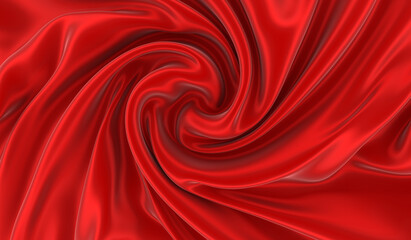 Naklejka na ściany i meble Red silk background. Waves of red silk full screen. Abstract elegant background for your project.