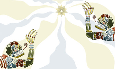 Calaveras plásticas con la mano levantada