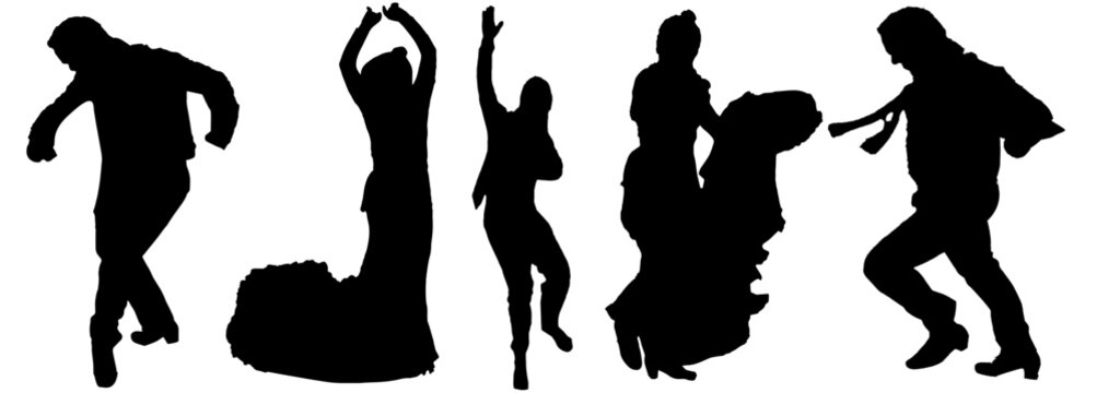 Flamenco dancers. Vector illustration flamenco dance silhouettes with art