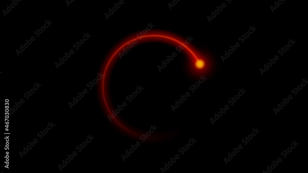 Poster technology loading circle of modern red neon rotating progress bar on black background. 4k animation