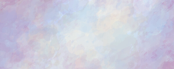 Vector watercolor texture for cards. Hand drawn vector texture. Sky, light, cloud, blue, pink, white. Pastel color watercolour blur banner. 