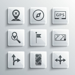 Set City map navigation, Road traffic sign, Gps device with, Location marker, Search location, and icon. Vector