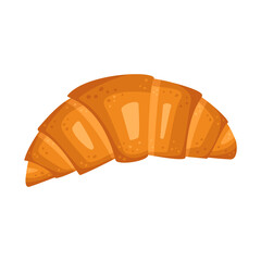 Puff pastry croissant bun icon. Fresh pastries for breakfast or snack with tea and coffee. Vector flat illustration