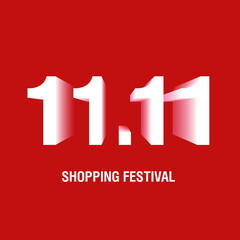 Fototapeta premium 11.11 Shopping festival, Speech marketing banner design on red background. Vector illustration 