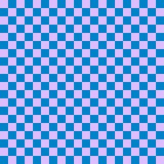 Two color checkerboard. Blue and Lavender colors of checkerboard. Chessboard, checkerboard texture. Squares pattern. Background.