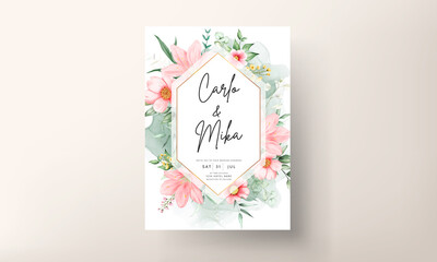 watercolor wedding invitation beautiful flower  template