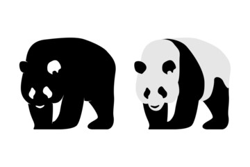 Silhouette Panda Vector. Isolated Panda in White Background