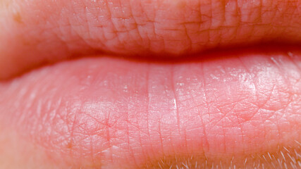 MACRO, DOF: High definition close up view of a woman's beautiful healthy lips.