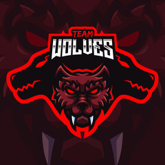 Brown Wolf Mascot Gaming Logo Template