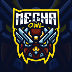 Mecha Owl Mascot Gaming Logo Template