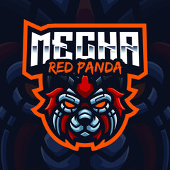 Mecha Red Panda Robot Mascot Gaming Logo Template