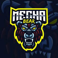 Mecha Bear Robot Mascot Gaming Logo Template