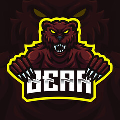  Grizzly Bear Mascot Gaming Logo Template