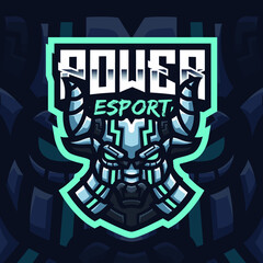  Bull Robot Mascot Gaming Logo Template 