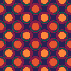 Seamless pattern. Circles ornament. Geometric background. Polka dots motif. Ethnic wallpaper. Geometrical backdrop. Contemporary digital paper. Folk web designing. Tribal textile print. Vector image.